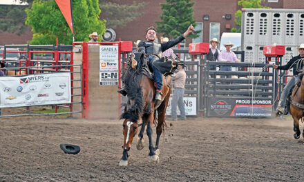 Holding on for an eight second ride