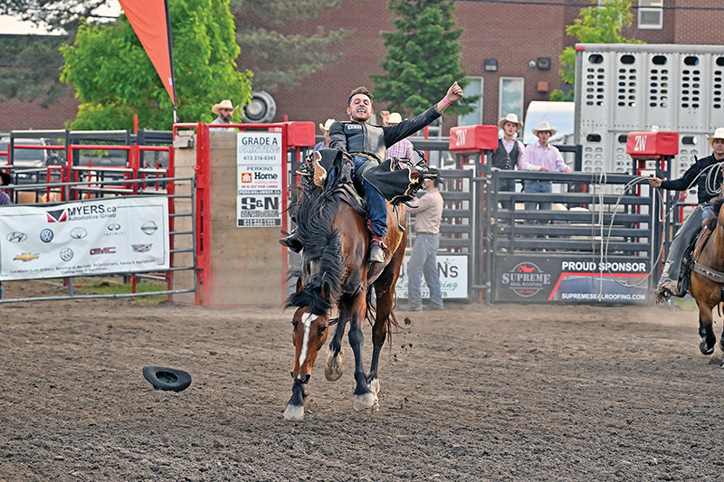 Holding on for an eight second ride