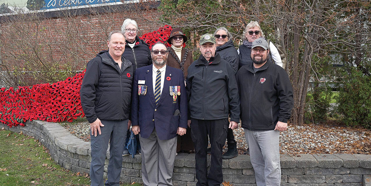 Crocheted poppies blanket both Winchester and Chesterville